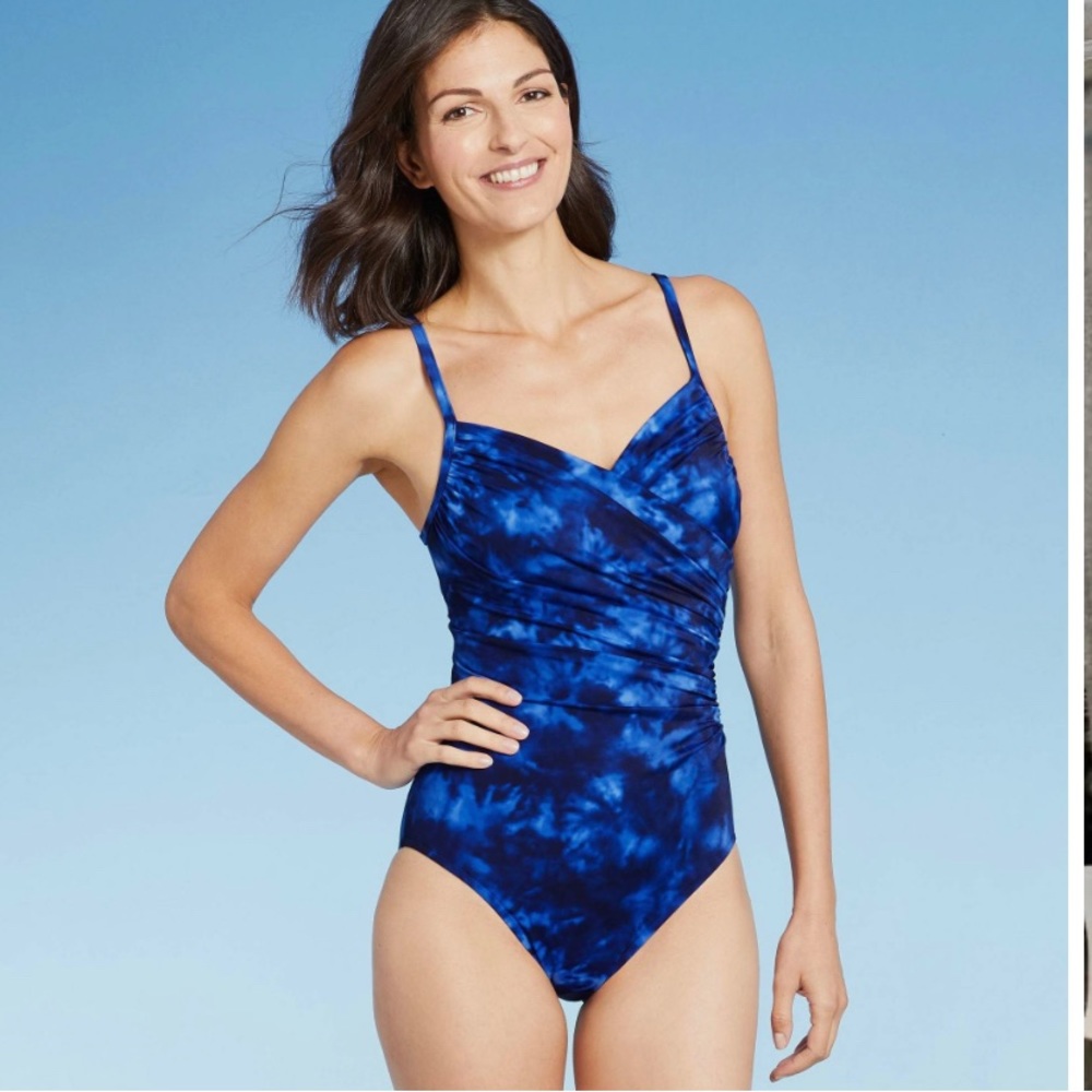 Aqua Green Swimwear - one piece Royal blue with complete front tummy support